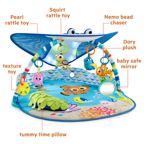 Disney Finding Nemo Mr Ray Ocean Lights Activity Gym | Baby Tummy Time Play Mat