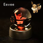 3D Pokemon Crystal Ball 5CM Mewtwo Pikachu Gengar Crystal Glass Pokemon Ball Pokeball Figure Night Light LED Lamp Base Gift