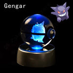 3D Pokemon Crystal Ball 5CM Mewtwo Pikachu Gengar Crystal Glass Pokemon Ball Pokeball Figure Night Light LED Lamp Base Gift