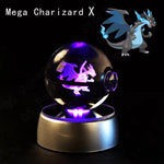 3D Pokemon Crystal Ball 5CM Mewtwo Pikachu Gengar Crystal Glass Pokemon Ball Pokeball Figure Night Light LED Lamp Base Gift