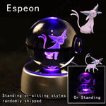 3D Pokemon Crystal Ball 5CM Mewtwo Pikachu Gengar Crystal Glass Pokemon Ball Pokeball Figure Night Light LED Lamp Base Gift