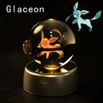 3D Pokemon Crystal Ball 5CM Mewtwo Pikachu Gengar Crystal Glass Pokemon Ball Pokeball Figure Night Light LED Lamp Base Gift
