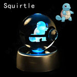 3D Pokemon Crystal Ball 5CM Mewtwo Pikachu Gengar Crystal Glass Pokemon Ball Pokeball Figure Night Light LED Lamp Base Gift