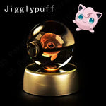 3D Pokemon Crystal Ball 5CM Mewtwo Pikachu Gengar Crystal Glass Pokemon Ball Pokeball Figure Night Light LED Lamp Base Gift