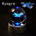 3D Pokemon Crystal Ball 5CM Mewtwo Pikachu Gengar Crystal Glass Pokemon Ball Pokeball Figure Night Light LED Lamp Base Gift