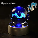3D Pokemon Crystal Ball 5CM Mewtwo Pikachu Gengar Crystal Glass Pokemon Ball Pokeball Figure Night Light LED Lamp Base Gift