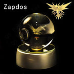 3D Pokemon Crystal Ball 5CM Mewtwo Pikachu Gengar Crystal Glass Pokemon Ball Pokeball Figure Night Light LED Lamp Base Gift