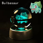 3D Pokemon Crystal Ball 5CM Mewtwo Pikachu Gengar Crystal Glass Pokemon Ball Pokeball Figure Night Light LED Lamp Base Gift